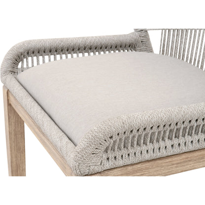 Loom Barstool by Essentials For Living in taupe, white flat rope, natural gray mahogany, pumice fabric. Made from solid mahogany, 100% olefin rope, 100% olefin fabric in a coastal style.