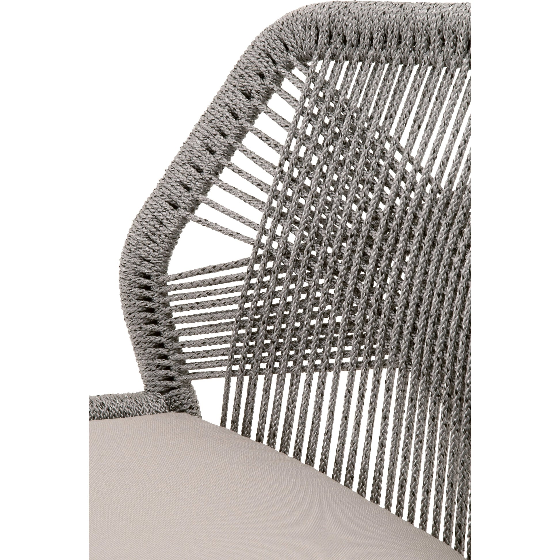 Loom Barstool by Essentials For Living in taupe, white flat rope, natural gray mahogany, pumice fabric. Made from solid mahogany, 100% olefin rope, 100% olefin fabric in a coastal style.