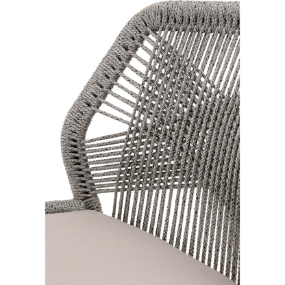 Loom Barstool by Essentials For Living in taupe, white flat rope, natural gray mahogany, pumice fabric. Made from solid mahogany, 100% olefin rope, 100% olefin fabric in a coastal style.