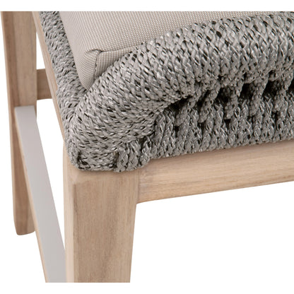 Loom Barstool by Essentials For Living in taupe, white flat rope, natural gray mahogany, pumice fabric. Made from solid mahogany, 100% olefin rope, 100% olefin fabric in a coastal style.