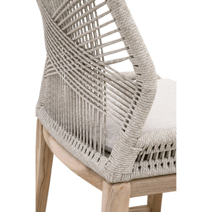 Loom Barstool by Essentials For Living in taupe, white flat rope, natural gray mahogany, pumice fabric. Made from solid mahogany, 100% olefin rope, 100% olefin fabric in a coastal style.