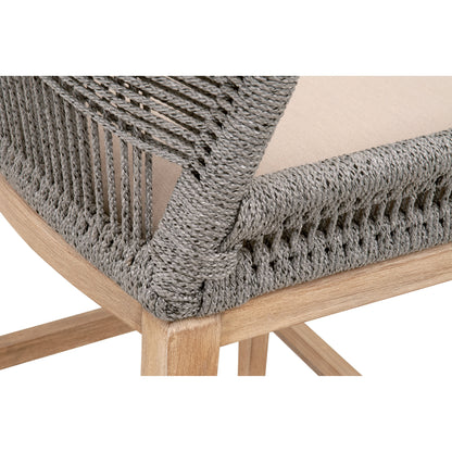 Loom Barstool by Essentials For Living in taupe, white flat rope, natural gray mahogany, pumice fabric. Made from solid mahogany, 100% olefin rope, 100% olefin fabric in a coastal style.