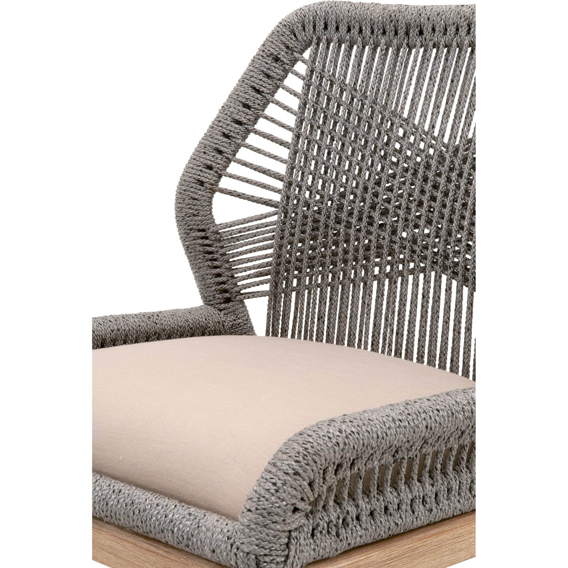 Loom Barstool by Essentials For Living in taupe, white flat rope, natural gray mahogany, pumice fabric. Made from solid mahogany, 100% olefin rope, 100% olefin fabric in a coastal style.