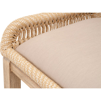 Loom Barstool by Essentials For Living in taupe, white flat rope, natural gray mahogany, pumice fabric. Made from solid mahogany, 100% olefin rope, 100% olefin fabric in a coastal style.