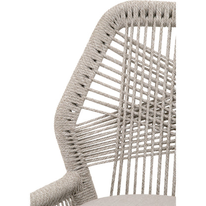 Loom Barstool by Essentials For Living in taupe, white flat rope, natural gray mahogany, pumice fabric. Made from solid mahogany, 100% olefin rope, 100% olefin fabric in a coastal style.