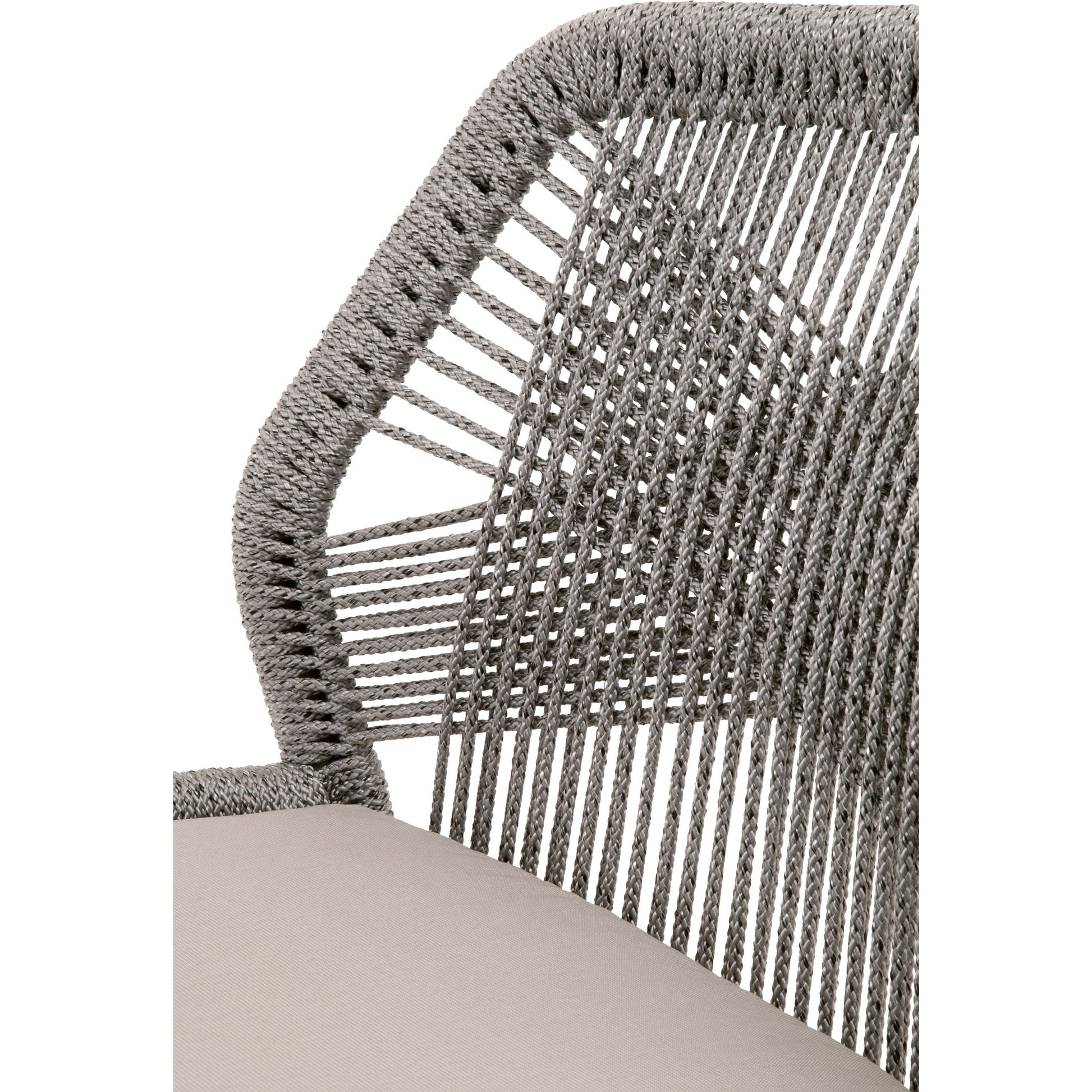 Loom Barstool by Essentials For Living in taupe, white flat rope, natural gray mahogany, pumice fabric. Made from solid mahogany, 100% olefin rope, 100% olefin fabric in a coastal style.