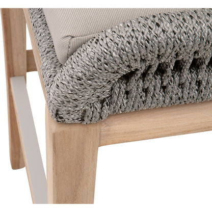 Loom Barstool by Essentials For Living in taupe, white flat rope, natural gray mahogany, pumice fabric. Made from solid mahogany, 100% olefin rope, 100% olefin fabric in a coastal style.