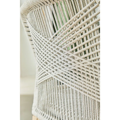 Loom Barstool by Essentials For Living in taupe, white flat rope, natural gray mahogany, pumice fabric. Made from solid mahogany, 100% olefin rope, 100% olefin fabric in a coastal style.