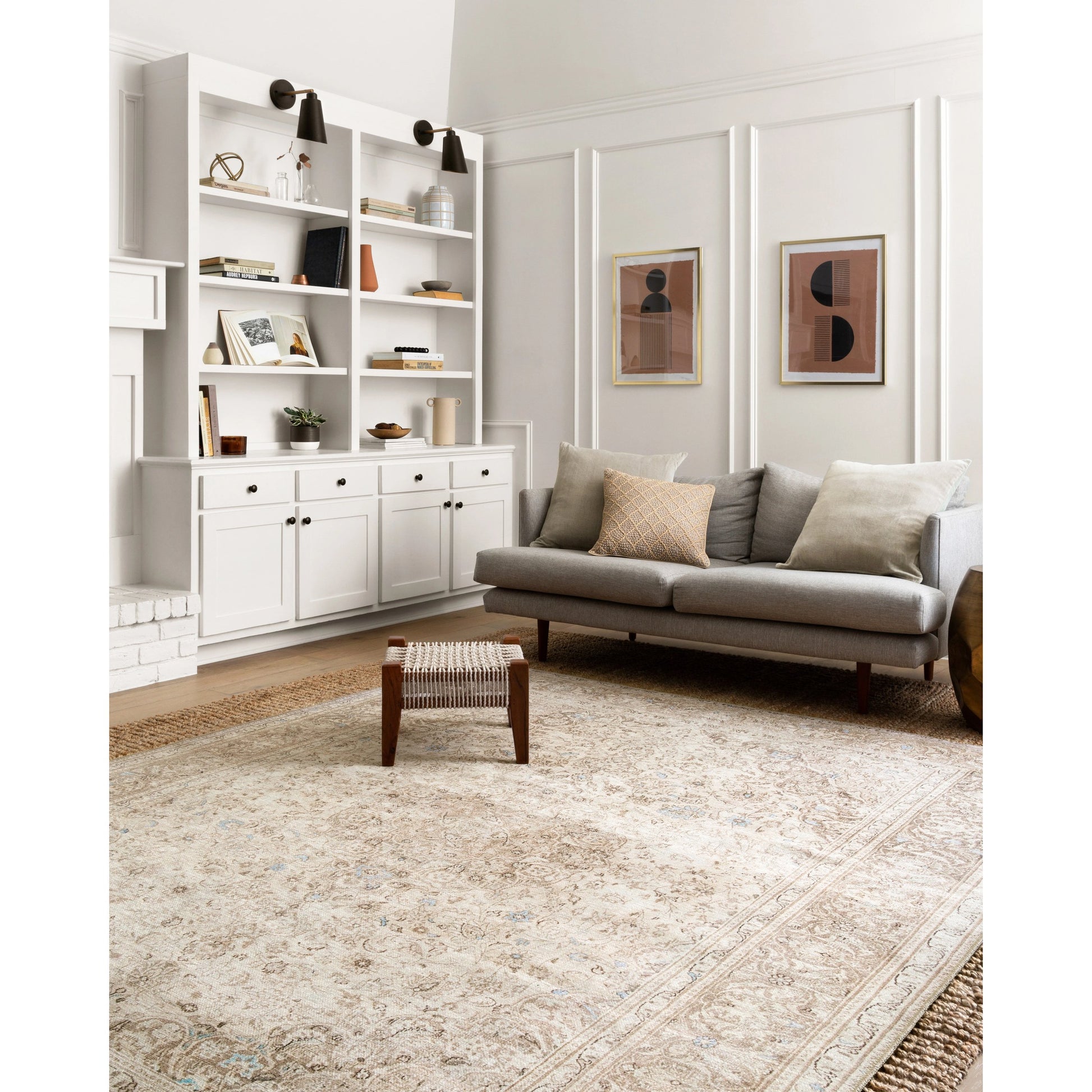 Loren LQ-03 Rug by Loloi in sand, taupe. Made from 100% polyester in a traditional style.