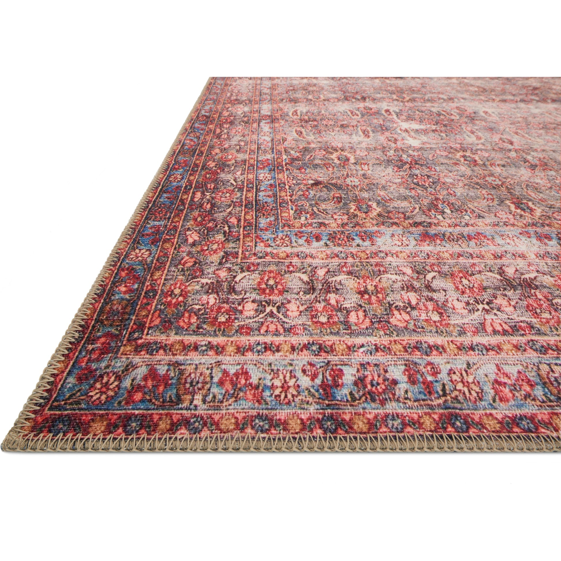 Loren LQ-05 Rug by Loloi in eggplant, crimson. Made from 100% polyester in a traditional style.