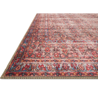 Loren LQ-05 Rug by Loloi in eggplant, crimson. Made from 100% polyester in a traditional style.