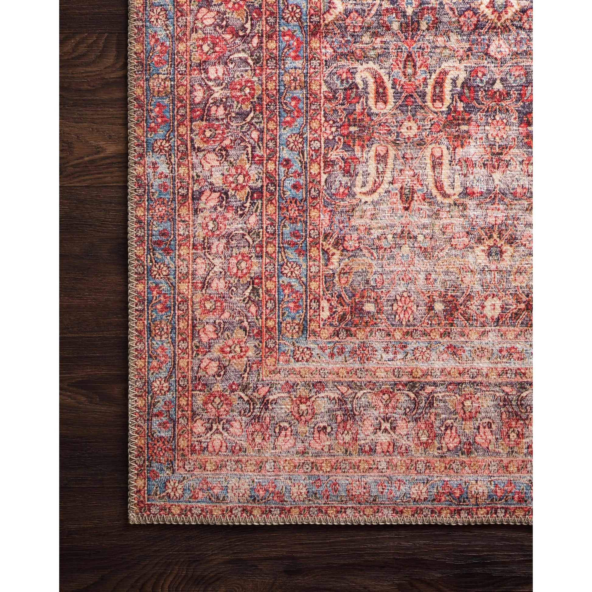 Loren LQ-05 Rug by Loloi in eggplant, crimson. Made from 100% polyester in a traditional style.