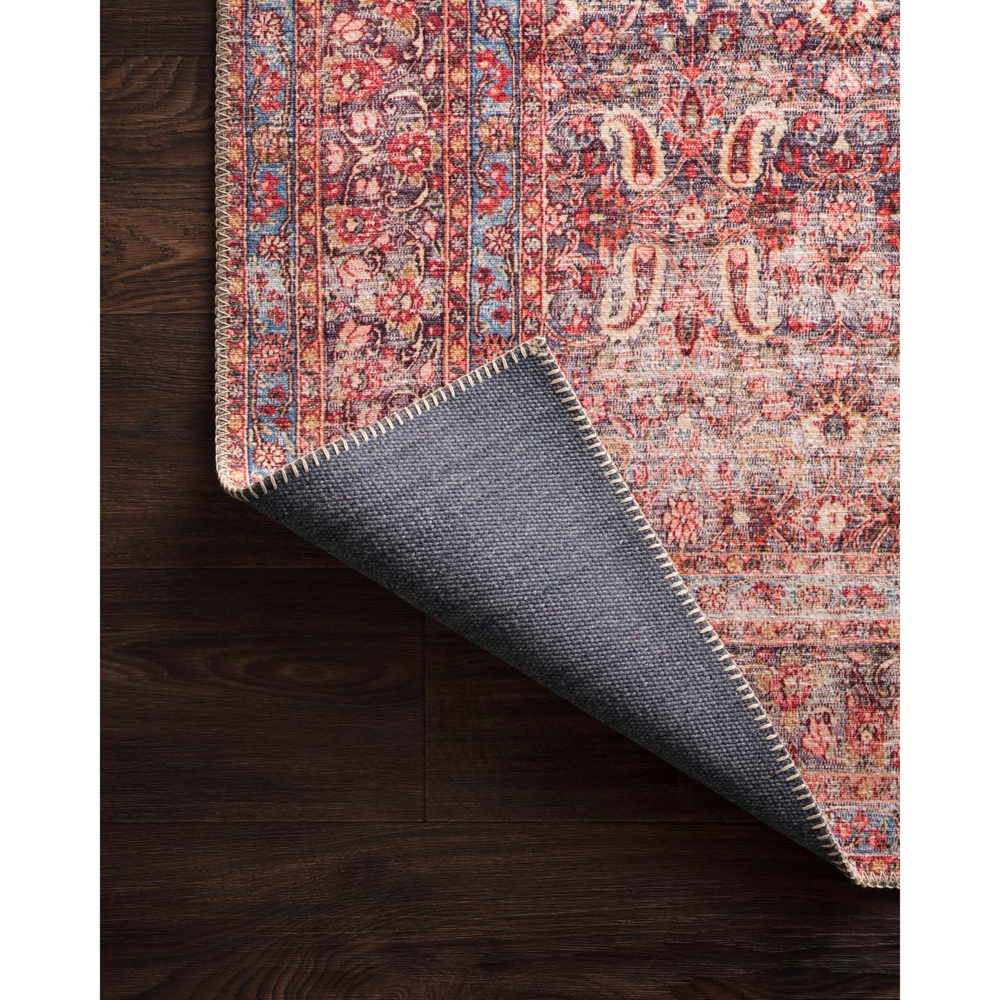 Loren LQ-05 Rug by Loloi in eggplant, crimson. Made from 100% polyester in a traditional style.