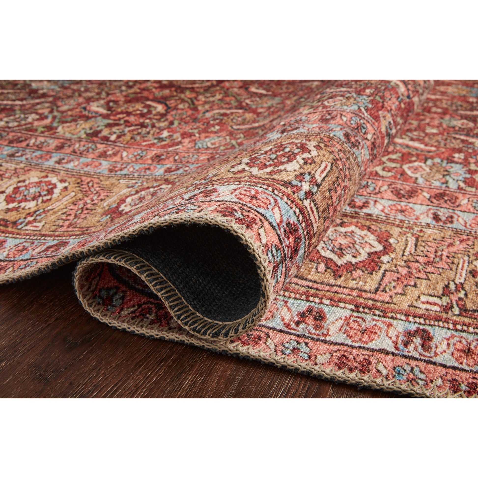 Loren LQ-06 Rug by Loloi in red, multi. Made from 100% polyester in a rustic style.