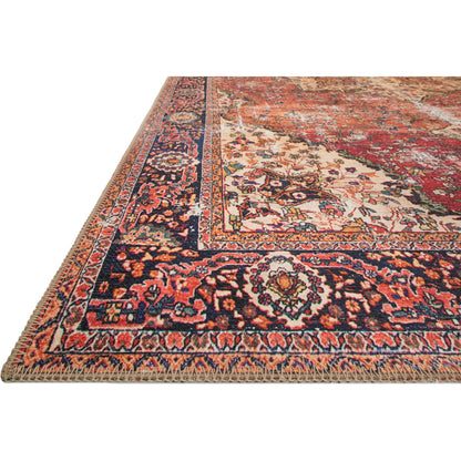 Loren LQ-07 Rug by Loloi in red, navy. Made from 100% polyester in a rustic style.
