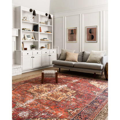 Loren LQ-07 Rug by Loloi in red, navy. Made from 100% polyester in a rustic style.