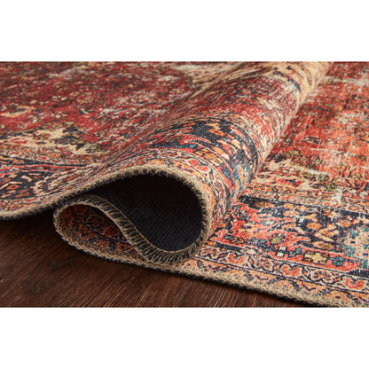 Loren LQ-07 Rug by Loloi in red, navy. Made from 100% polyester in a rustic style.