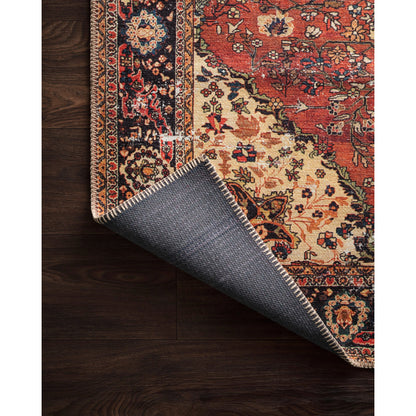 Loren LQ-07 Rug by Loloi in red, navy. Made from 100% polyester in a rustic style.