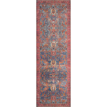 Loren LQ-10 Rug by Loloi in blue, red. Made from 100% polyester in a rustic style.