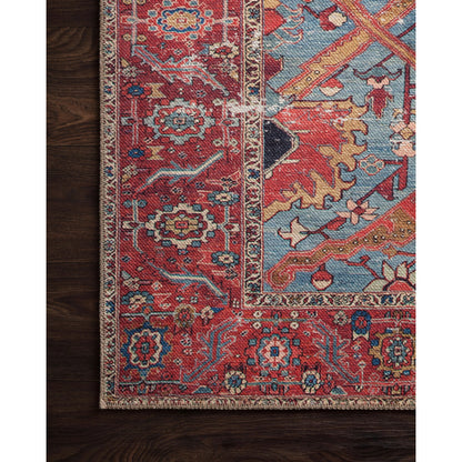Loren LQ-10 Rug by Loloi in blue, red. Made from 100% polyester in a rustic style.