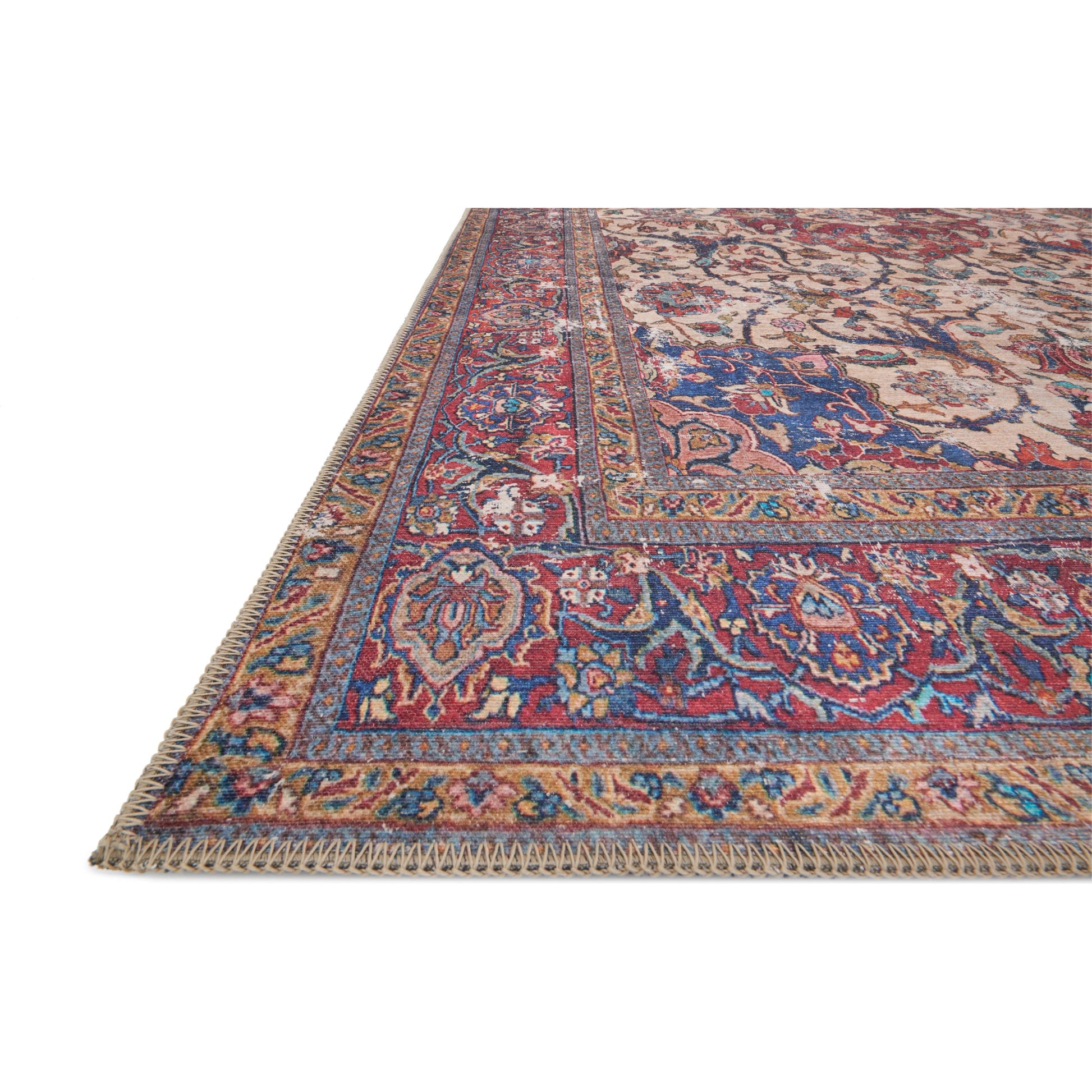 Loren LQ-11 Rug by Loloi in sand, multi. Made from 100% polyester in a traditional style.
