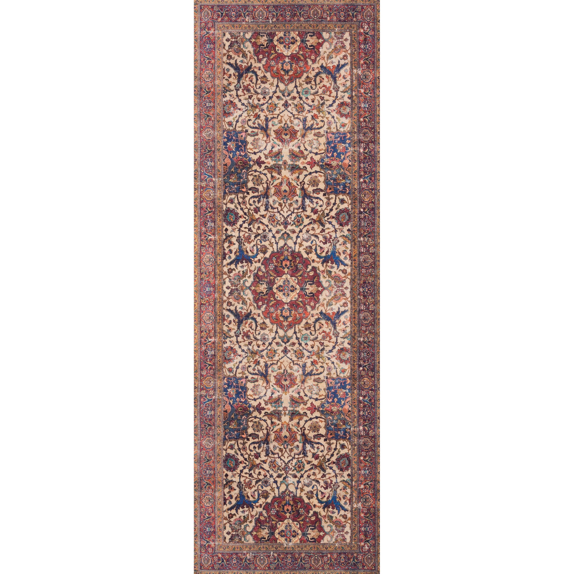 Loren LQ-11 Rug by Loloi in sand, multi. Made from 100% polyester in a traditional style.