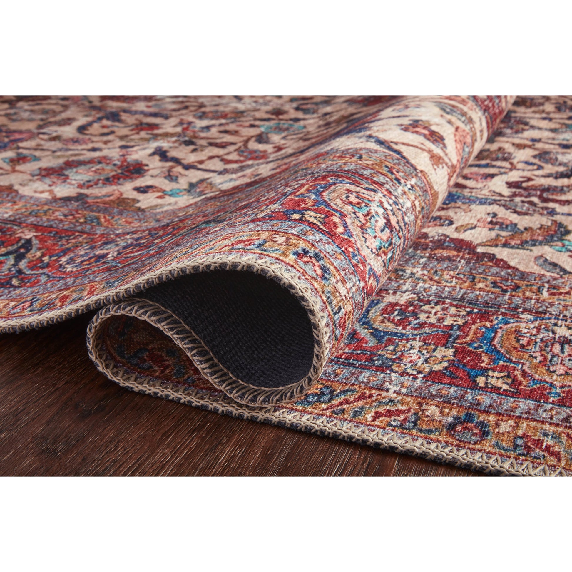 Loren LQ-11 Rug by Loloi in sand, multi. Made from 100% polyester in a traditional style.