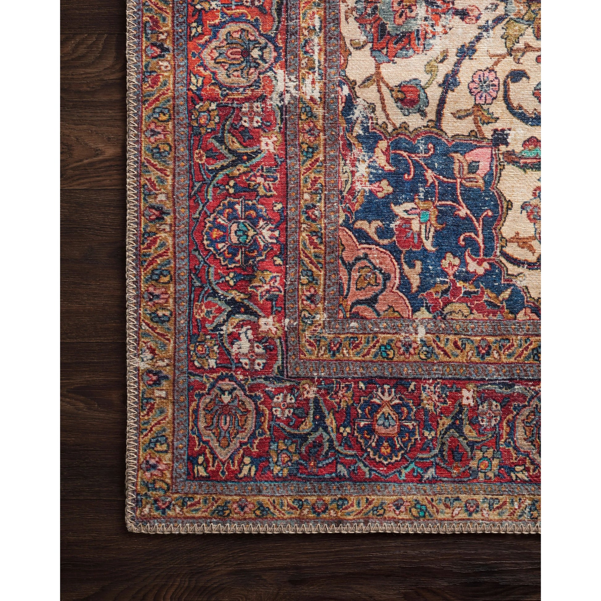 Loren LQ-11 Rug by Loloi in sand, multi. Made from 100% polyester in a traditional style.