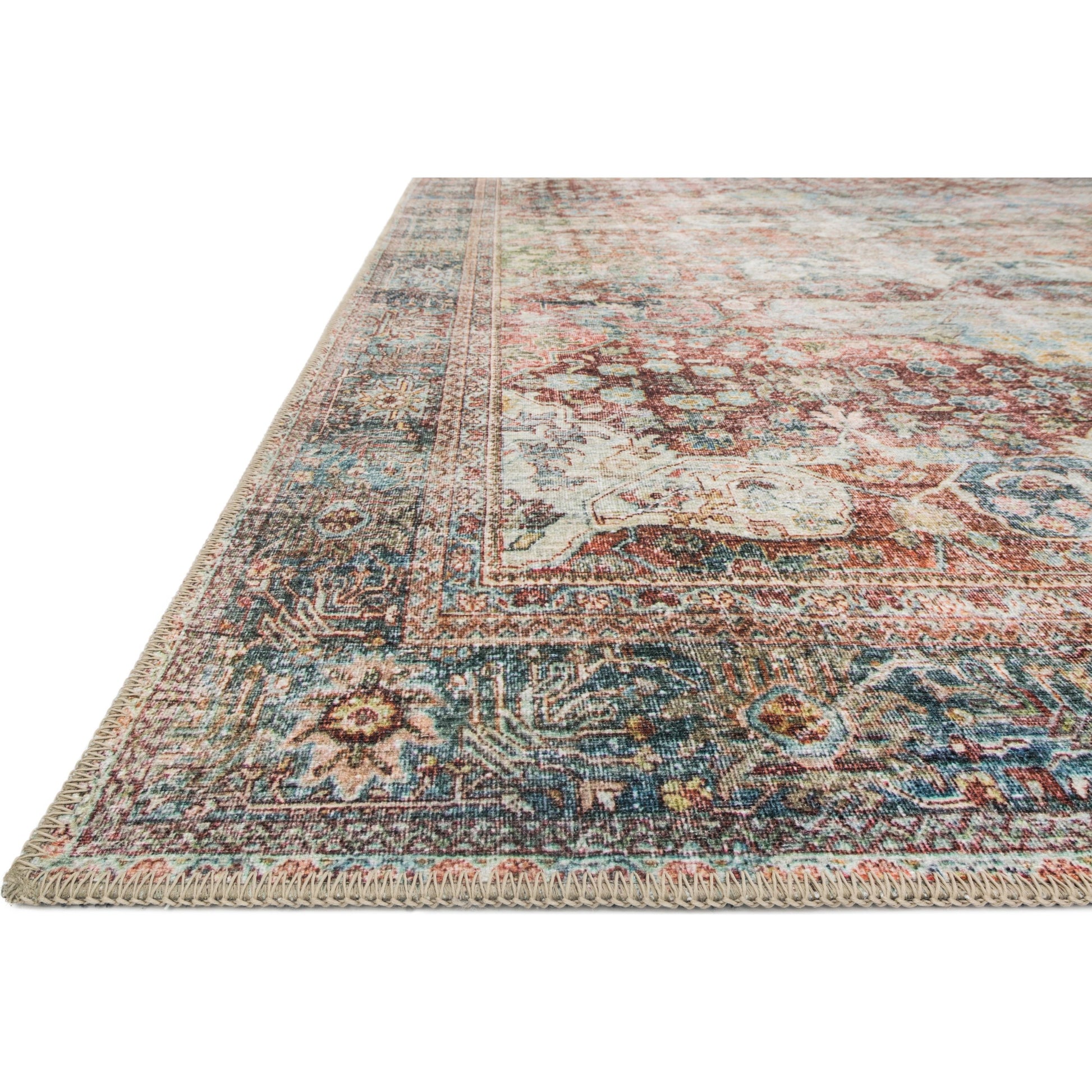 Loren LQ-14 Rug by Loloi in brick, multi. Made from 100% polyester in a traditional style.