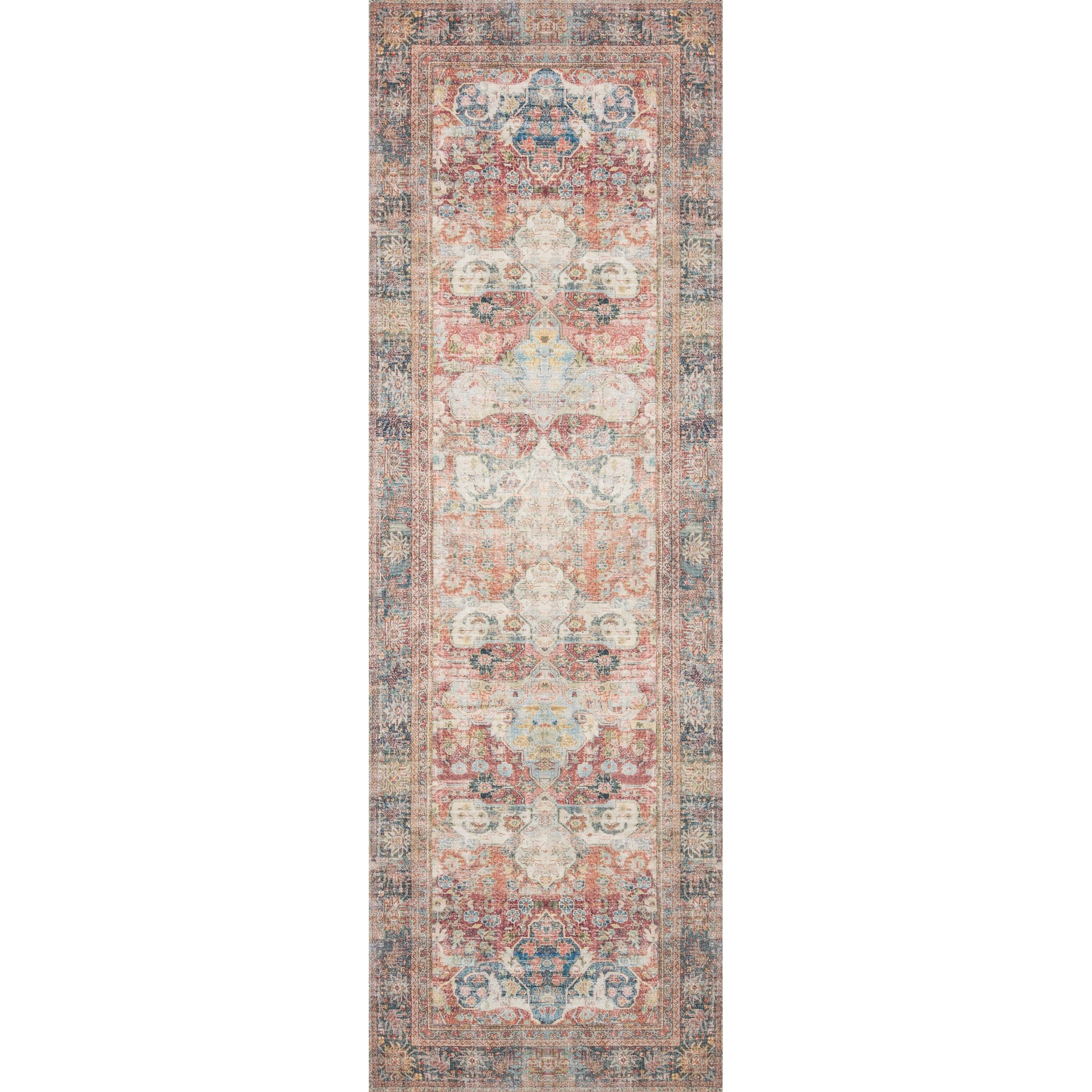 Loren LQ-14 Rug by Loloi in brick, multi. Made from 100% polyester in a traditional style.