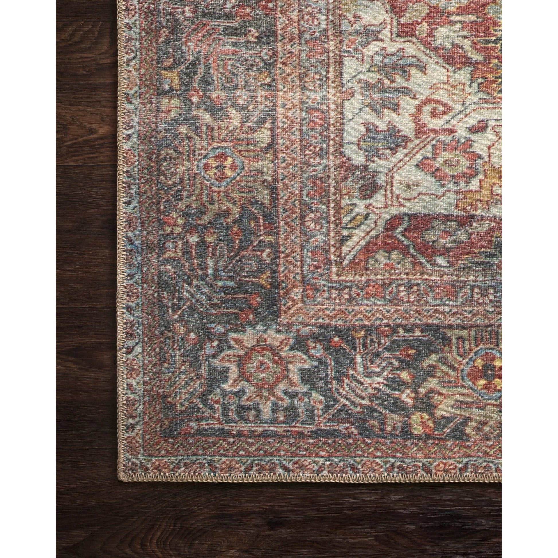 Loren LQ-14 Rug by Loloi in brick, multi. Made from 100% polyester in a traditional style.