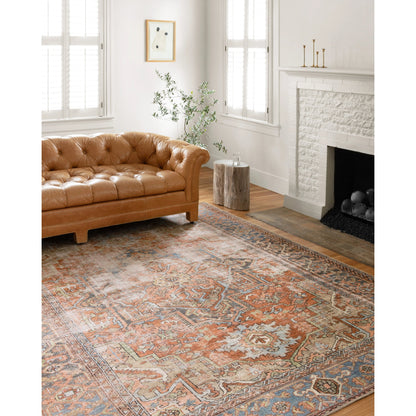 Loren LQ-15 Rug by Loloi in terracotta, sky. Made from 100% polyester in a traditional style.