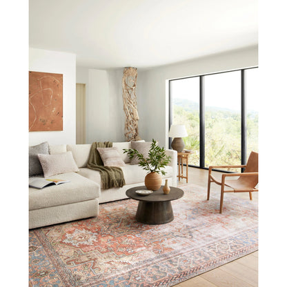 Loren LQ-15 Rug by Loloi in terracotta, sky. Made from 100% polyester in a traditional style.