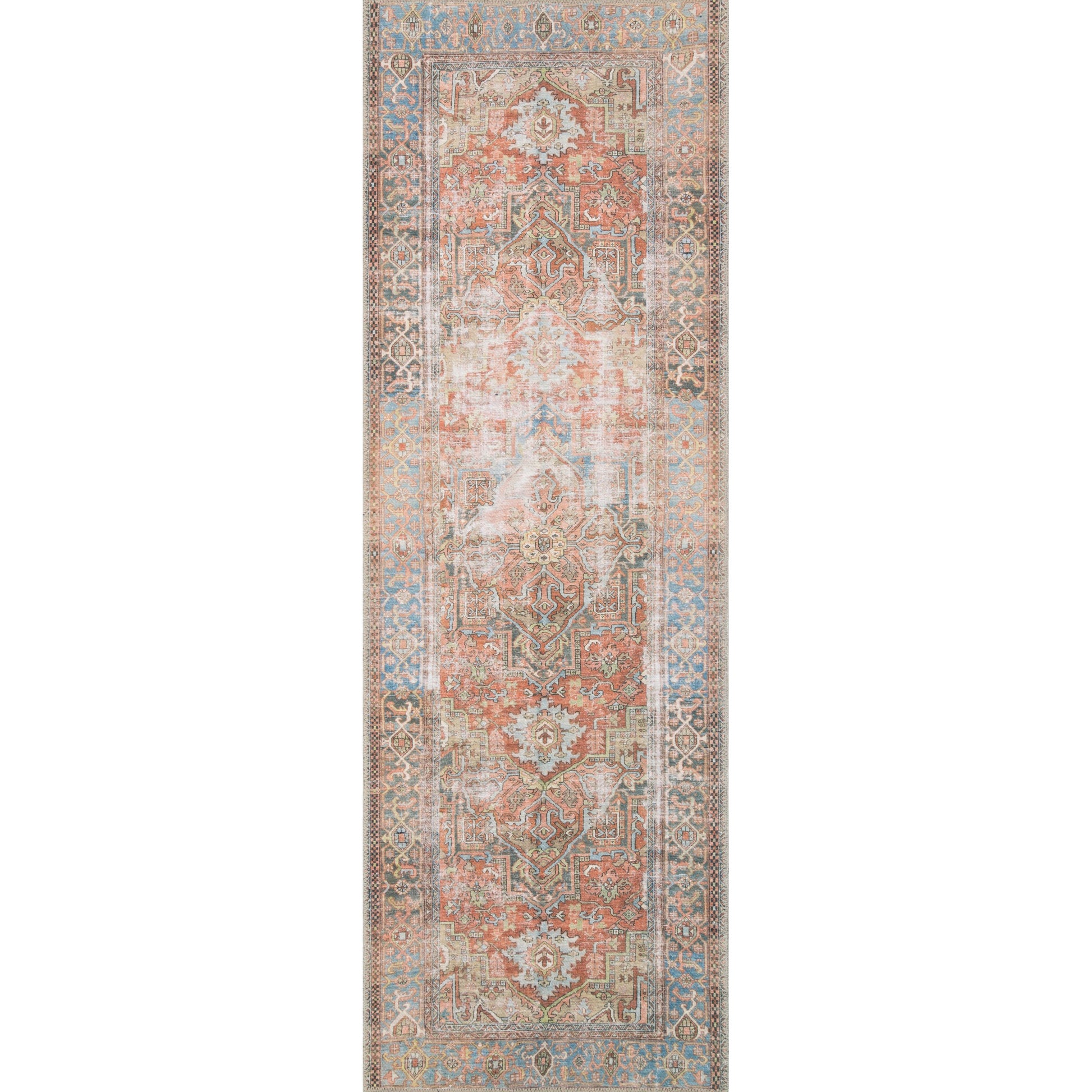 Loren LQ-15 Rug by Loloi in terracotta, sky. Made from 100% polyester in a traditional style.