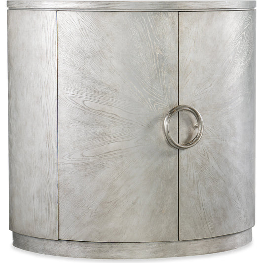 Melange Deserie Demilune Chest by Hooker Furniture in silver. Made from oak veneers in a modern style.