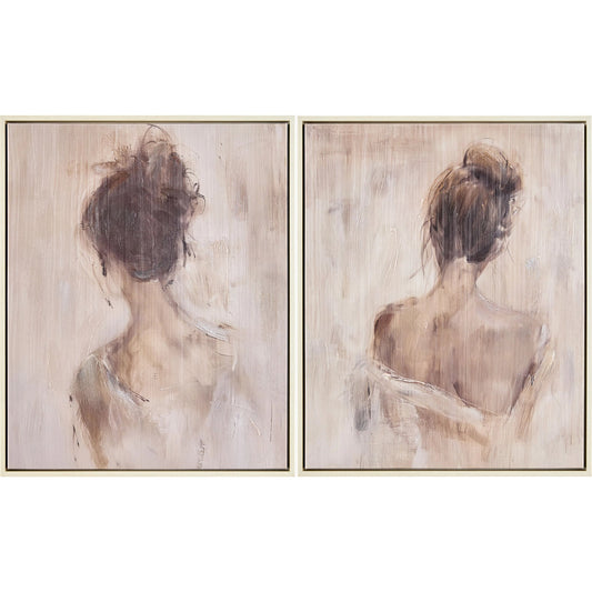 Louhi Framed Art (Set of 2) by Livabliss in brown and natural, pattern. Made from canvas, polystyrene in a unique style.
