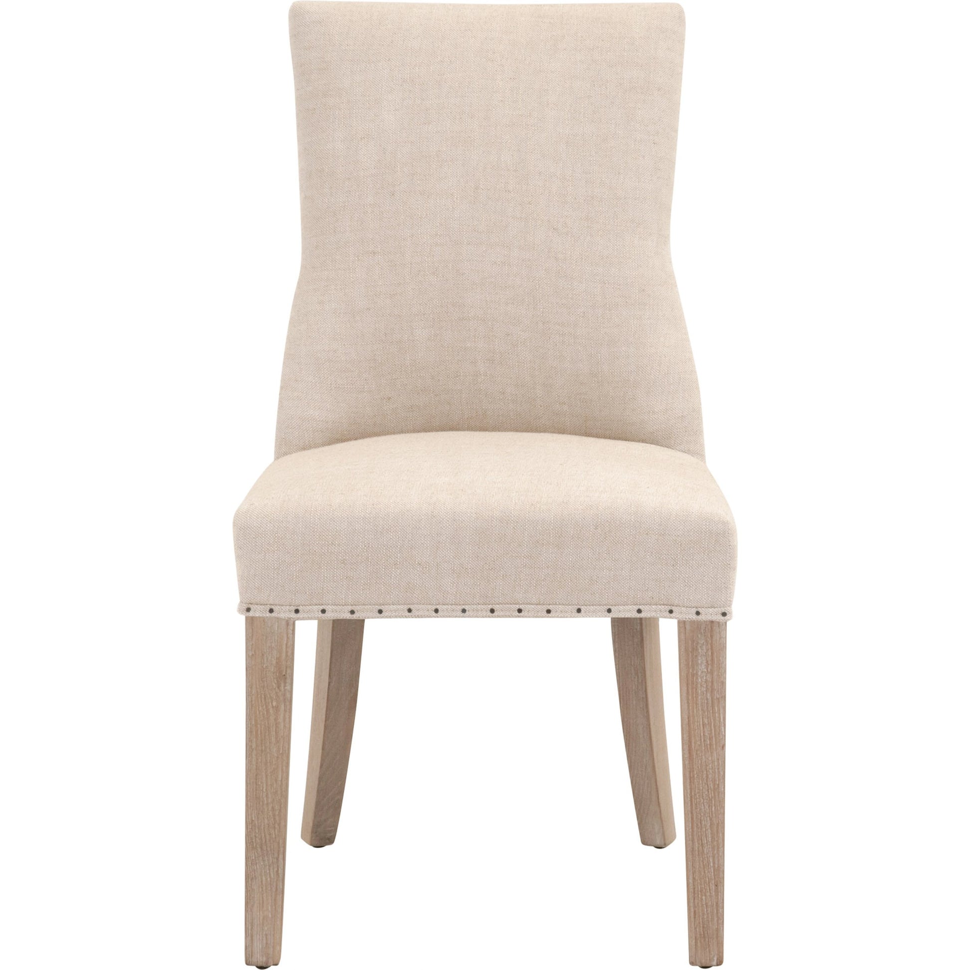 Lourdes Dining Chair (Set of 2) by Essentials For Living in natural gray ash, bisque french linen. Made from solid ash wood, 50% linen, 50% polyester fabric, foam in a transitional style.
