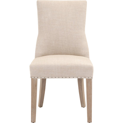Lourdes Dining Chair (Set of 2) by Essentials For Living in natural gray ash, bisque french linen. Made from solid ash wood, 50% linen, 50% polyester fabric, foam in a transitional style.