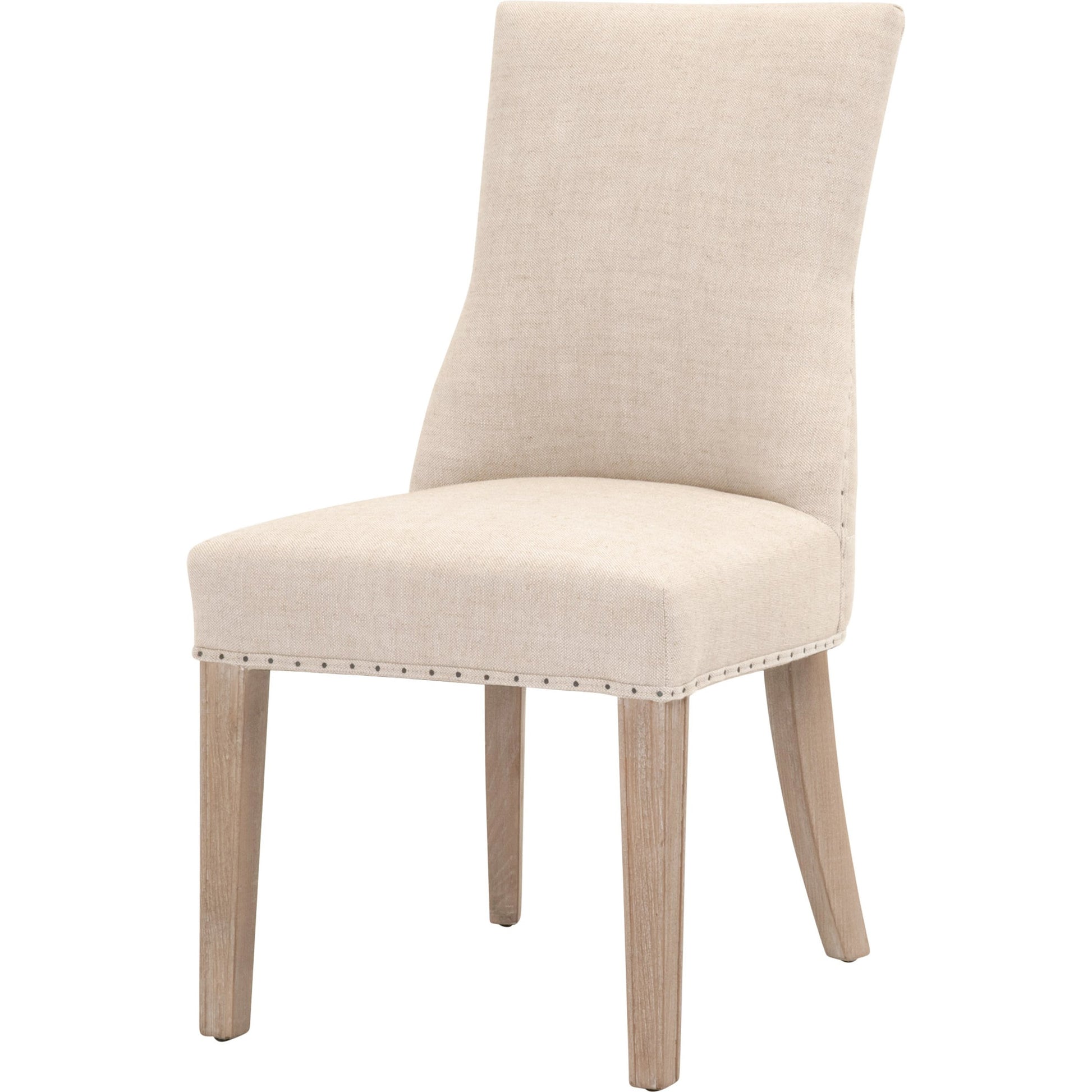 Lourdes Dining Chair (Set of 2) by Essentials For Living in natural gray ash, bisque french linen. Made from solid ash wood, 50% linen, 50% polyester fabric, foam in a transitional style.