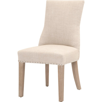 Lourdes Dining Chair (Set of 2) by Essentials For Living in natural gray ash, bisque french linen. Made from solid ash wood, 50% linen, 50% polyester fabric, foam in a transitional style.
