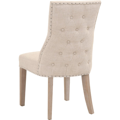Lourdes Dining Chair (Set of 2) by Essentials For Living in natural gray ash, bisque french linen. Made from solid ash wood, 50% linen, 50% polyester fabric, foam in a transitional style.