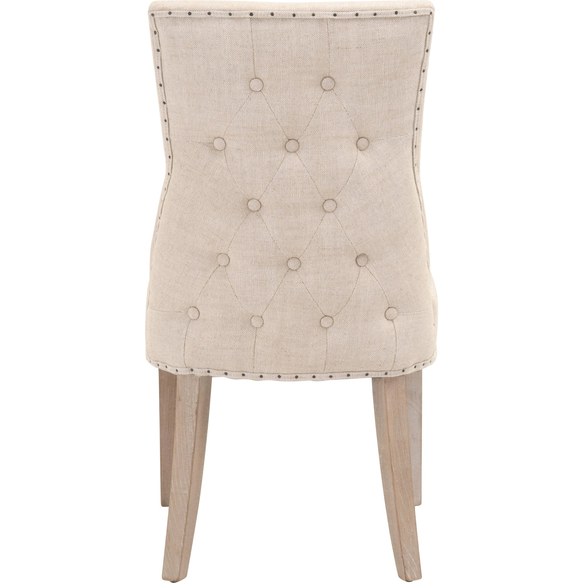 Lourdes Dining Chair (Set of 2) by Essentials For Living in natural gray ash, bisque french linen. Made from solid ash wood, 50% linen, 50% polyester fabric, foam in a transitional style.