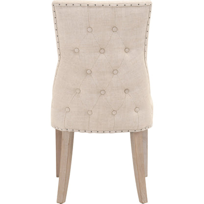 Lourdes Dining Chair (Set of 2) by Essentials For Living in natural gray ash, bisque french linen. Made from solid ash wood, 50% linen, 50% polyester fabric, foam in a transitional style.
