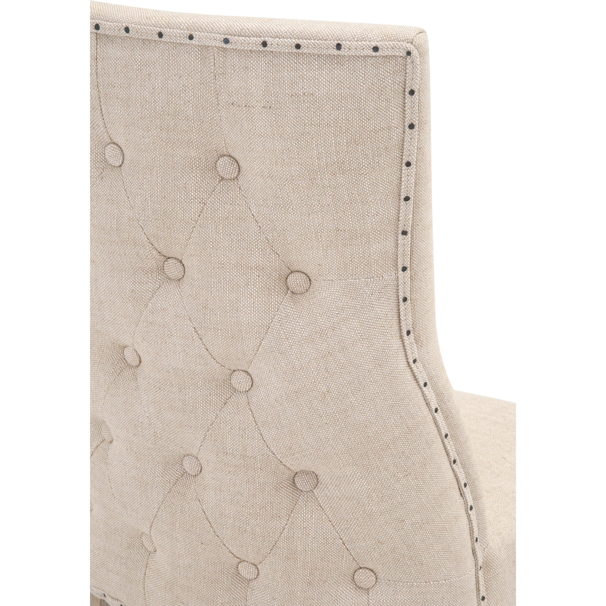 Lourdes Dining Chair (Set of 2) by Essentials For Living in natural gray ash, bisque french linen. Made from solid ash wood, 50% linen, 50% polyester fabric, foam in a transitional style.