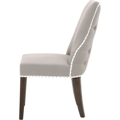 Lourdes Dining Chair (Set of 2) by Essentials For Living in natural gray ash, bisque french linen. Made from solid ash wood, 50% linen, 50% polyester fabric, foam in a transitional style.