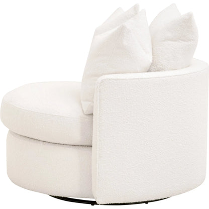 Lourne Petite Swivel Sofa Chair by Essentials For Living in livesmart boucle-snow. Made from mdf, plywood, metal in a transitional style.