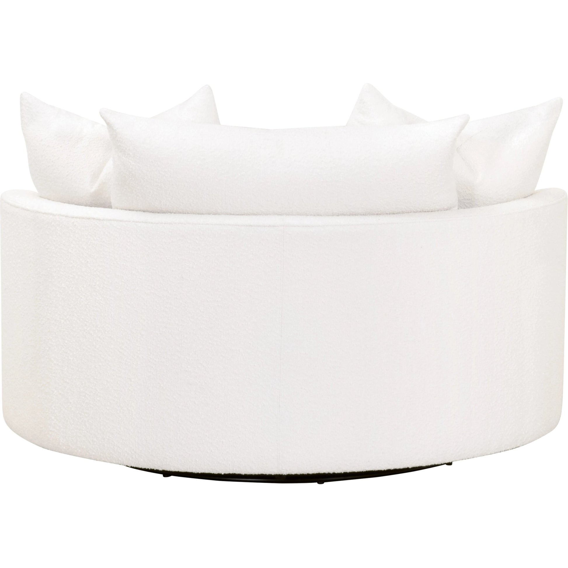 Lourne Grand Swivel Sofa Chair by Essentials For Living in performance boucle snow. Made from mdf, plywood, metal, 96% polyester/4% acrylic fabric, foam, down blend, down feather in a modern style.