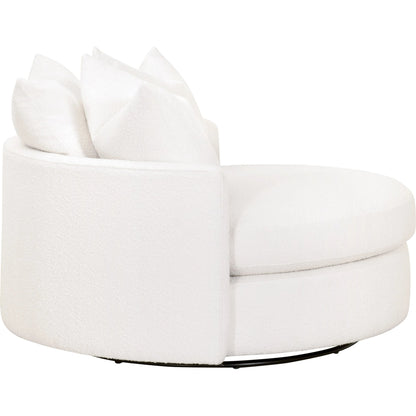 Lourne Grand Swivel Sofa Chair by Essentials For Living in performance boucle snow. Made from mdf, plywood, metal, 96% polyester/4% acrylic fabric, foam, down blend, down feather in a modern style.