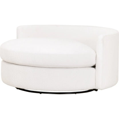 Lourne Grand Swivel Sofa Chair by Essentials For Living in performance boucle snow. Made from mdf, plywood, metal, 96% polyester/4% acrylic fabric, foam, down blend, down feather in a modern style.