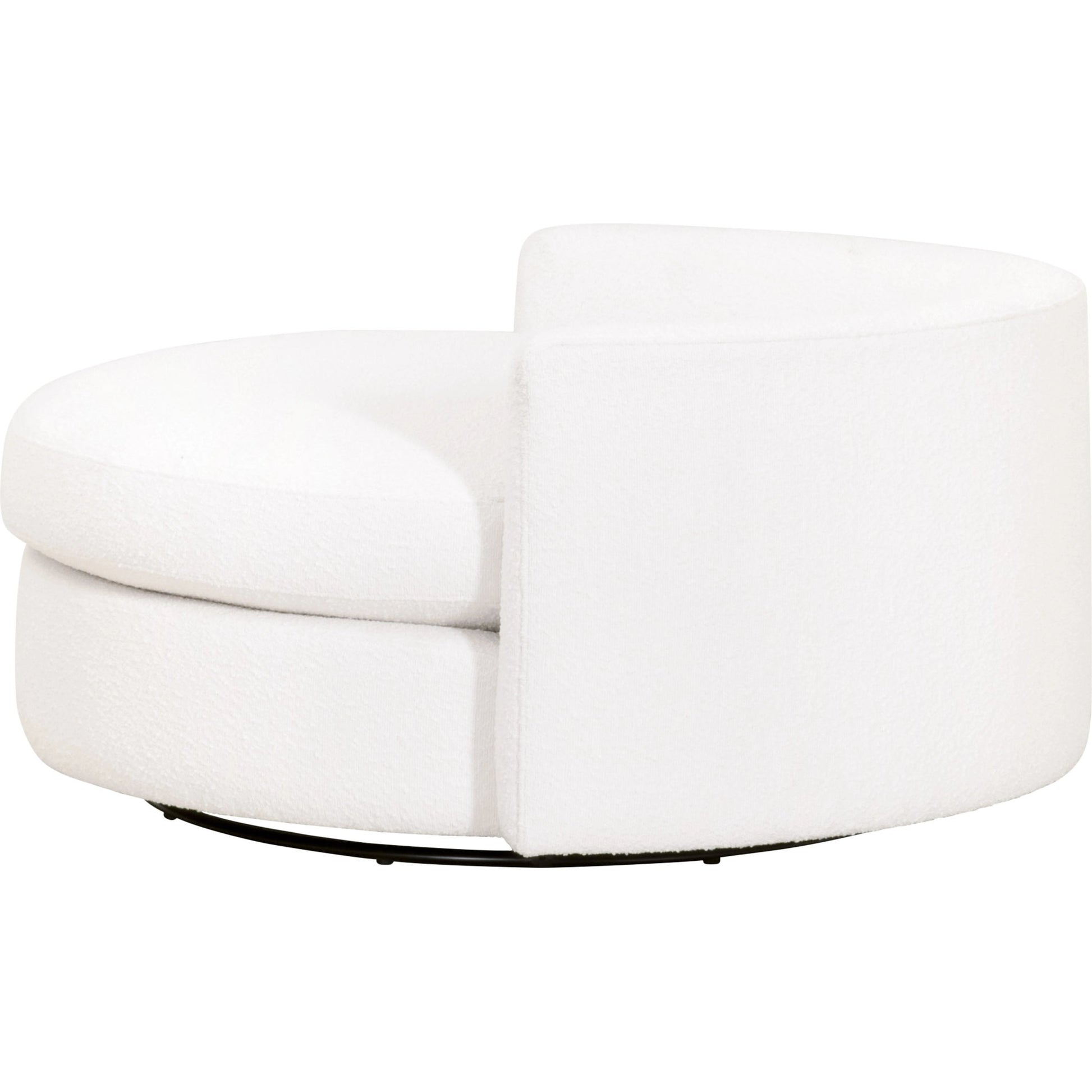 Lourne Grand Swivel Sofa Chair by Essentials For Living in performance boucle snow. Made from mdf, plywood, metal, 96% polyester/4% acrylic fabric, foam, down blend, down feather in a modern style.